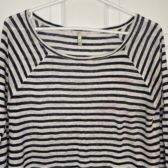 Joie 100% Linen Blue and White Striped 3/4 Length Sleeve Top Medium - Picture 2 of 6